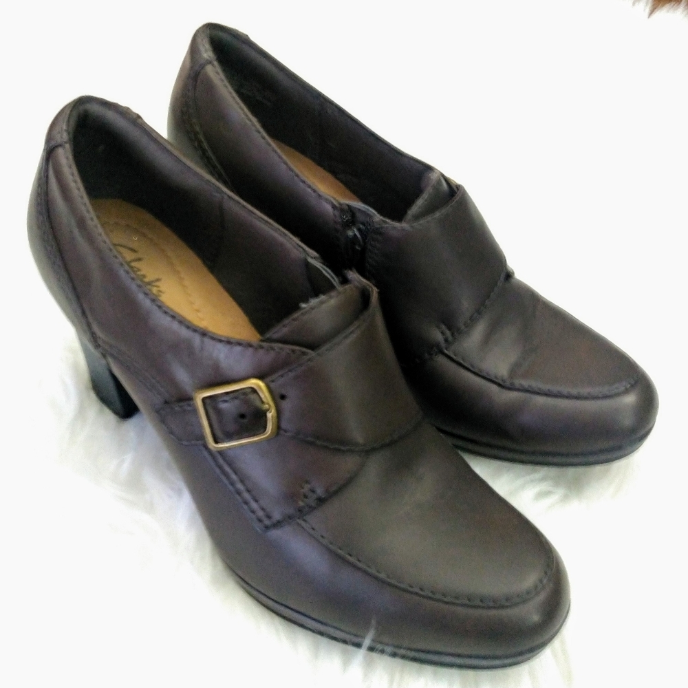 Clarks Bryn Poppy Heels 9 M Brown Leather